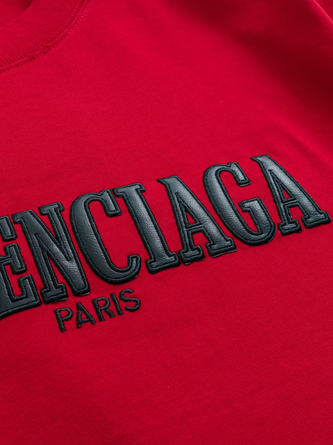 P100✨🔥 [BALENCIAGA] 2026FW short-sleeved T-shirt Premium 26s double yarn 300g fabric embroidery fraying process Color: Black White Red Size: S M L XL 2XL
